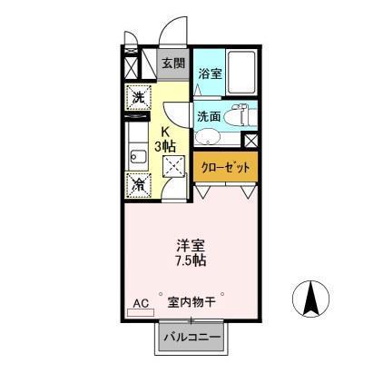 ルミエール(1K/1階)の間取り写真