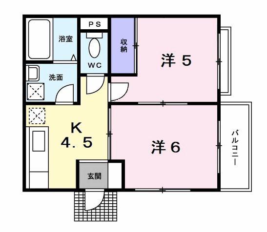 ハイツ村山(2K/1階)の間取り写真
