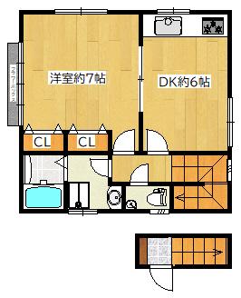 フローラルK(1DK/2階)の間取り写真