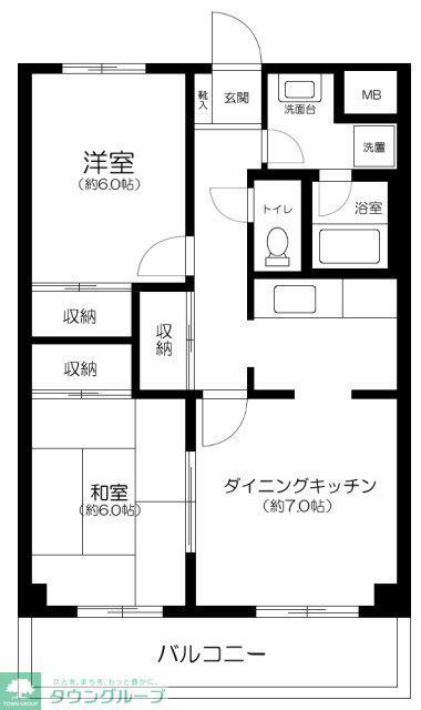 プラムガーデン(2DK/2階)の間取り写真