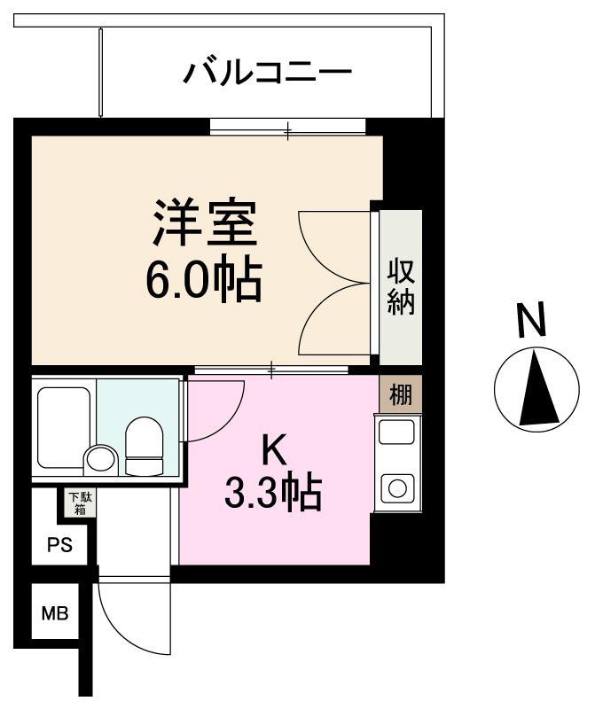 アルファ桜町703号(1K/7階)の間取り写真