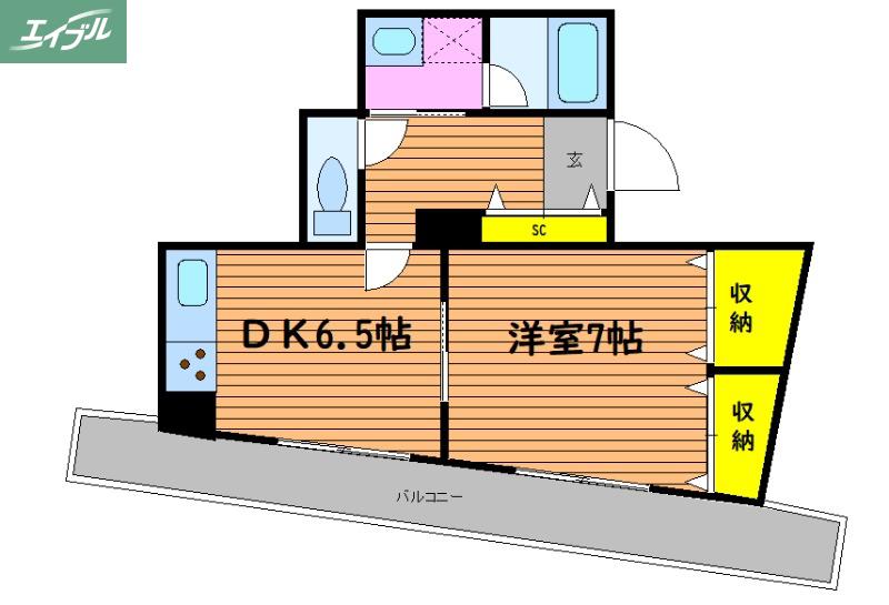 メゾンデュソレイユ(1DK/3階)の間取り写真