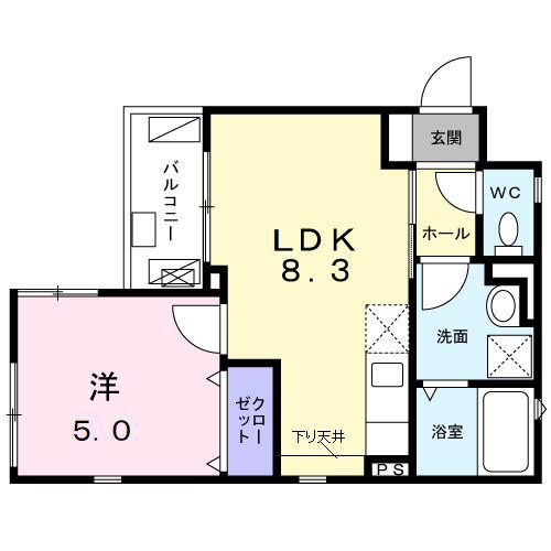 ラ・メール TKII(1LDK/2階)の間取り写真