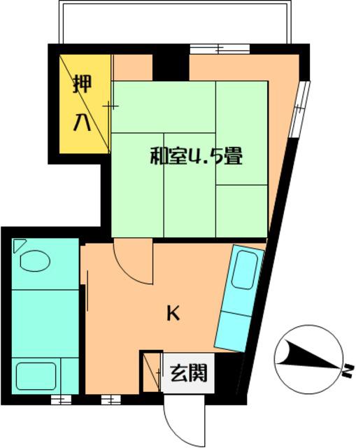 佐野ビル(1DK/3階)の間取り写真