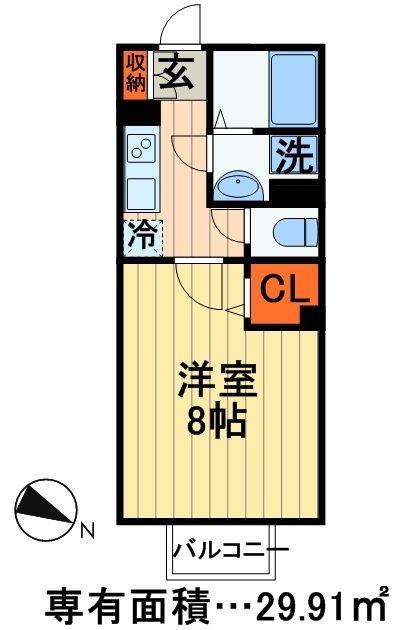 プレジールⅡ(1K/1階)の間取り写真