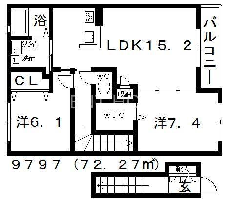 シャーメゾン エクラージュ(2LDK/2階)の間取り写真