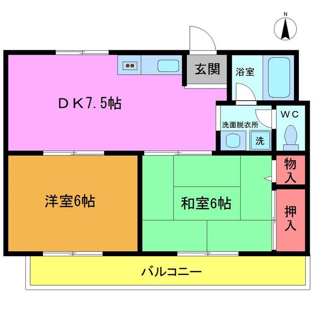ステラハイムファイブワン(2DK/3階)の間取り写真