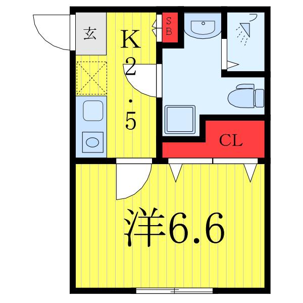 CASA LIBERTE(1K/2階)の間取り写真