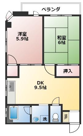 吉原マンション(2K/3階)の間取り写真