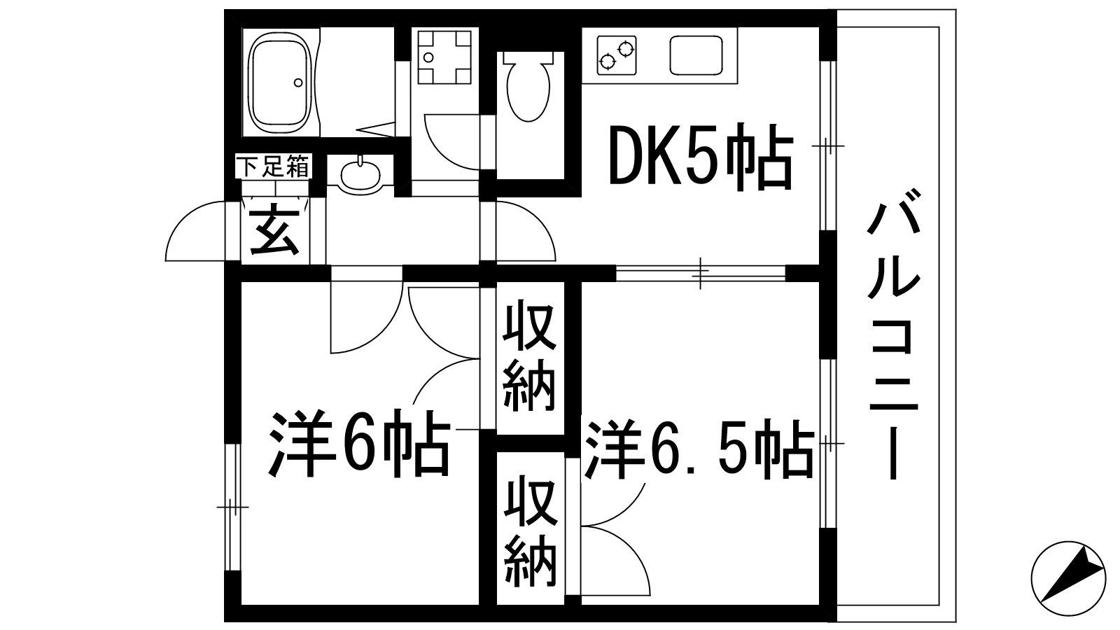 VENTUNO西野(2DK/3階)の間取り写真