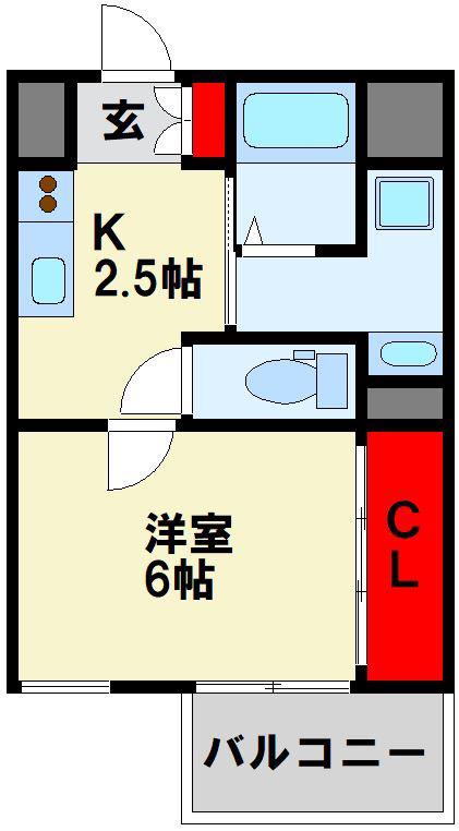 PROTO CITY戸畑(1K/3階)の間取り写真