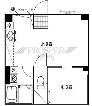 マンションH.T(1DK/1階)の間取り写真