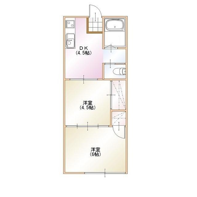 フジミハイツN(2K/2階)の間取り写真