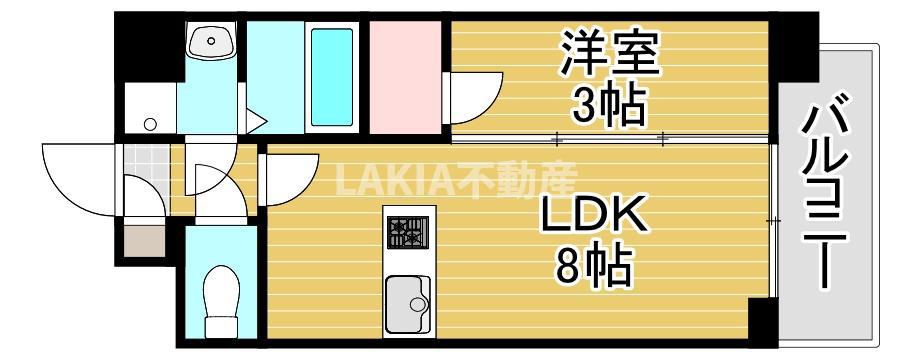 エスリード大阪城イースト(1LDK/13階)の間取り写真