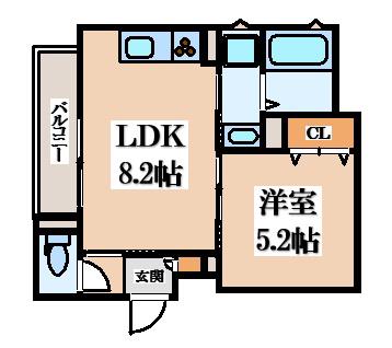 クリエオーレ北条(1LDK/1階)の間取り写真