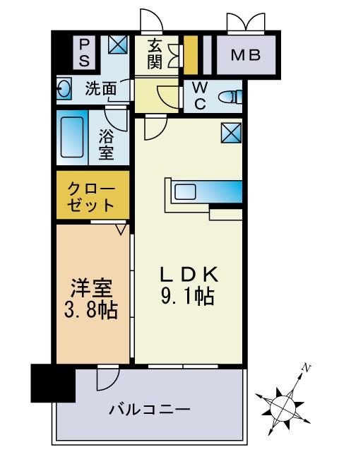 フリーデル桜坂(1LDK/4階)の間取り写真