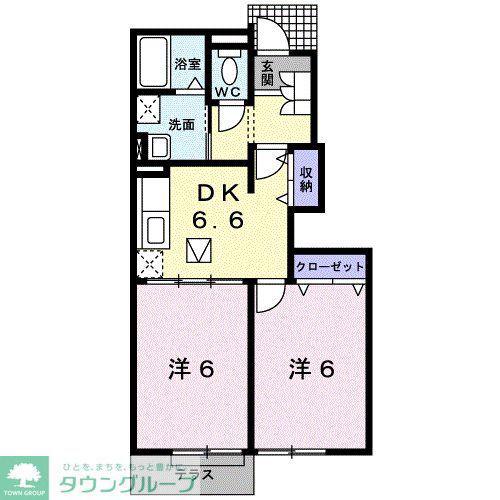 ラフィネ フルール(2DK/1階)の間取り写真