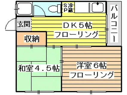 モリハイム小松II(2DK/3階)の間取り写真