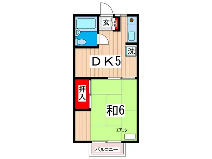 黒沢ハイツ(1DK/2階)の間取り写真