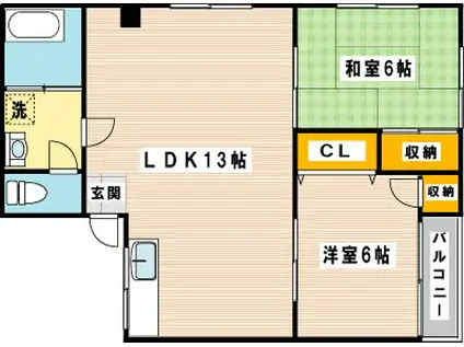 永松ビル(2LDK/3階)の間取り写真