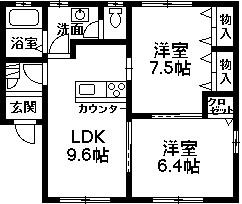 アークコート下大島II(2LDK/1階)の間取り写真