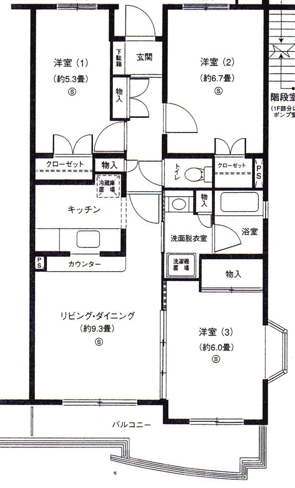 アースウィンド北原台(3LDK/4階)の間取り写真