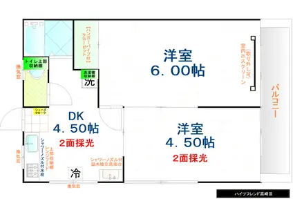 ハイツフレンド高崎II・III(2DK/2階)の間取り写真
