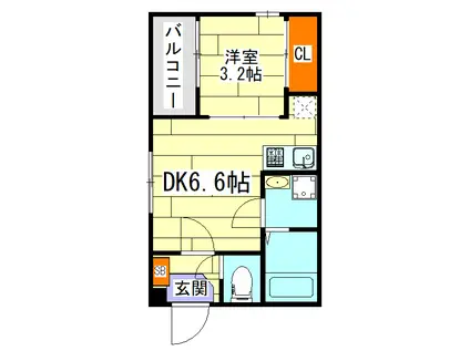 ハーモニーテラス大宮III(1DK/3階)の間取り写真