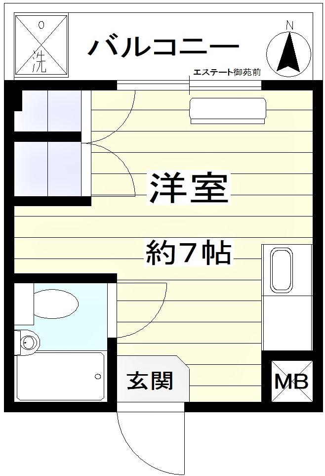 日吉フラッツ(ワンルーム/3階)の間取り写真