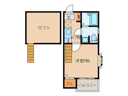 ピュア姪浜伍番館(1K/2階)の間取り写真