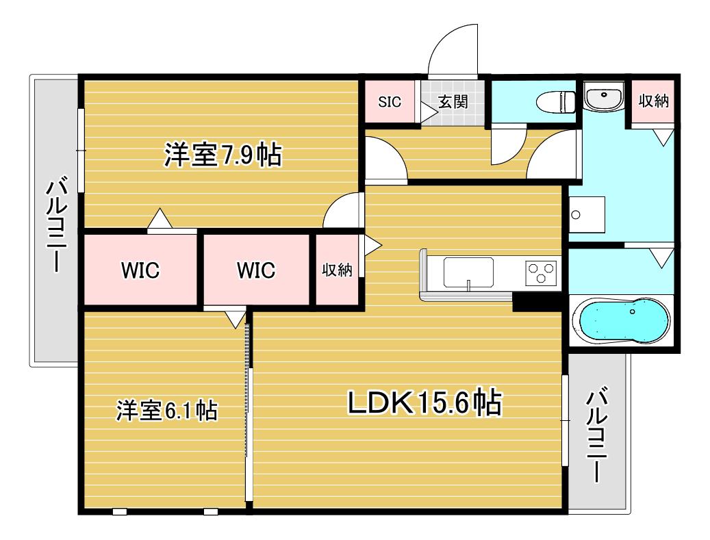 ユアメゾン夜宮公園(2LDK/3階)の間取り写真