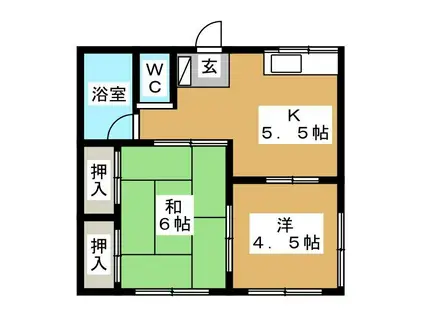渡辺ハイツ第1(2K/1階)の間取り写真