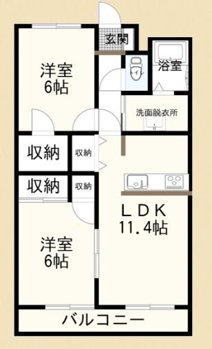 インプレッシブ(2LDK/1階)の間取り写真