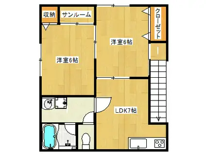 ファミール九野本(2DK/2階)の間取り写真