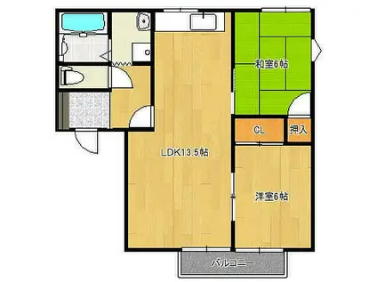 フレグランス南町A(2LDK/1階)の間取り写真