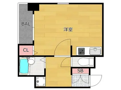 PLイースト美野島(ワンルーム/5階)の間取り写真