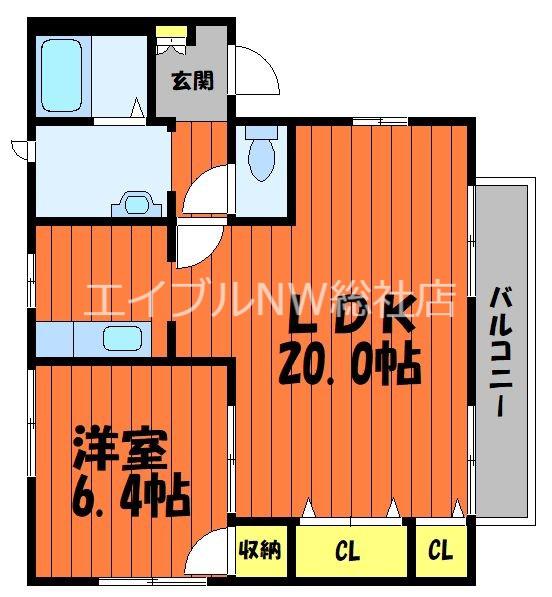 フレグランス大島A棟(1LDK/2階)の間取り写真