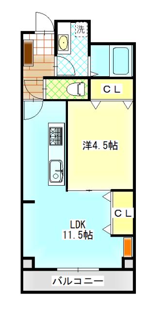 中央ハイツ元浜(ワンルーム/3階)の間取り写真
