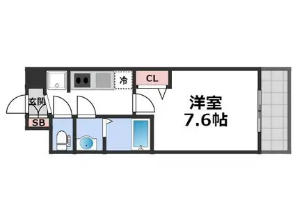 アドバンス大阪城シュアーヴ(1K/4階)の間取り写真
