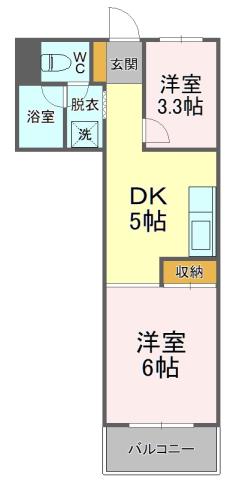 エスカイア中田(2DK/2階)の間取り写真