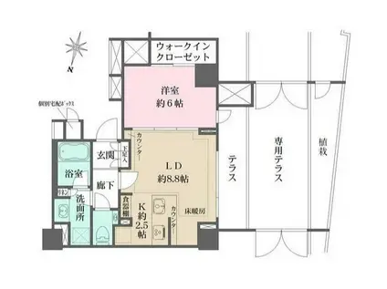 パークハウス広尾(1LDK/1階)の間取り写真
