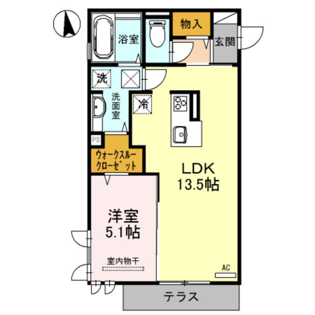 シエロ グランデ(1LDK/1階)の間取り写真