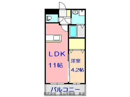 レジェンド桜八番館(1LDK/1階)の間取り写真