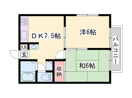 エステートピア荒井(2DK/2階)の間取り写真
