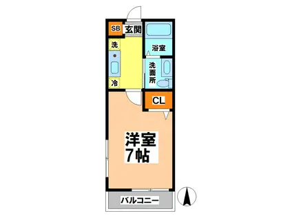 メゾン武蔵野(1K/2階)の間取り写真