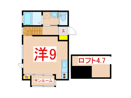 フェリスタ荒田(ワンルーム/2階)の間取り写真