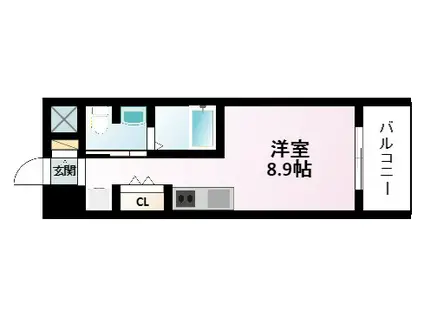 グレンパーク江坂II(ワンルーム/9階)の間取り写真