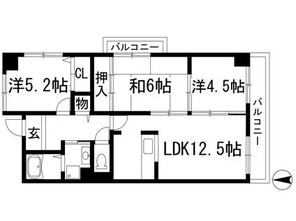 メゾンドール宝塚(3LDK/2階)の間取り写真