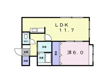 プリマベーラ栄通(1LDK/2階)の間取り写真