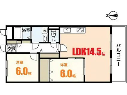 コモードF(2LDK/4階)の間取り写真